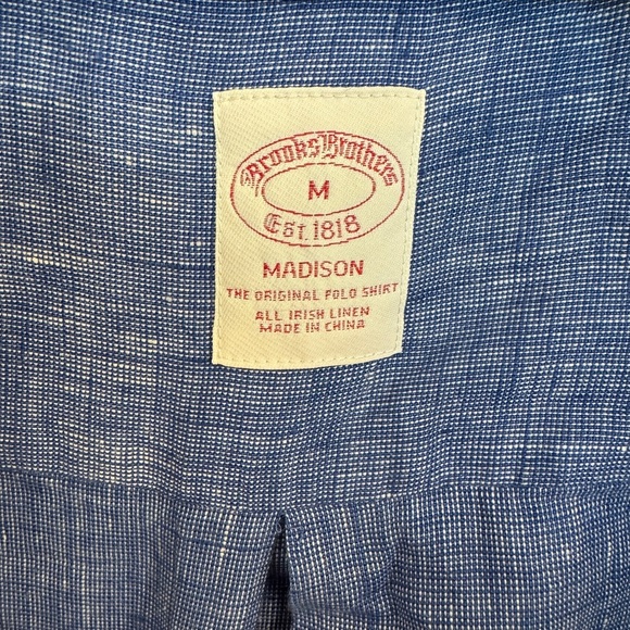 Brooks Brothers Madison Linen Button Down Shirt Men’s Medium Blue Long Sleeve - Picture 5 of 5